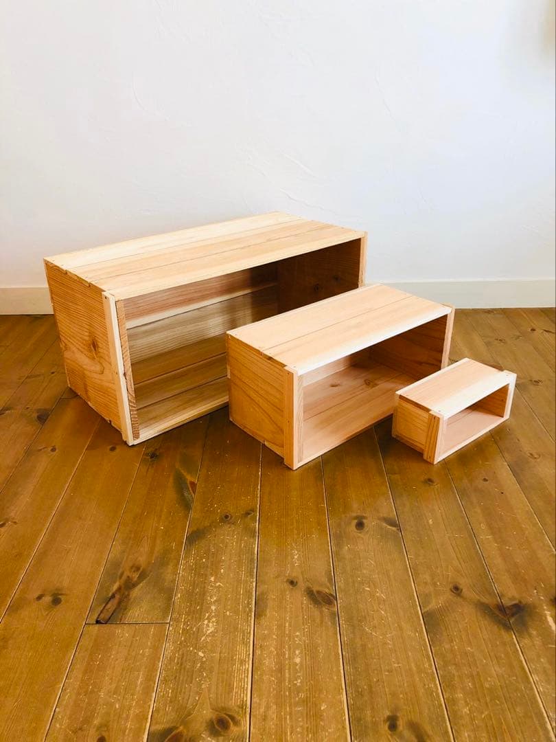 新品 りんご箱 大中小 1セット / シェルフ 小物入れ 収納 ラック 木箱 台