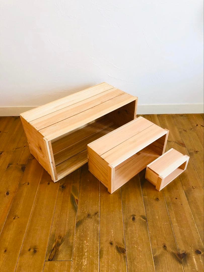 新品 りんご箱 大中小 1セット / シェルフ 小物入れ 収納 ラック 木箱 台