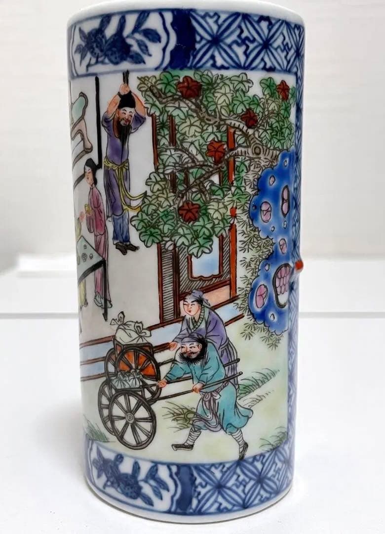 中国 骨董 筆筒 大清乾隆年製 旧蔵古玩 書道具 中国古陶磁 陶芸古美術 。