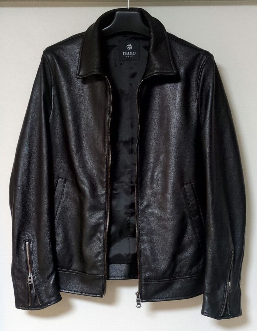 【NANO UNIVERS 】シングルライダースジャケット М 羊革