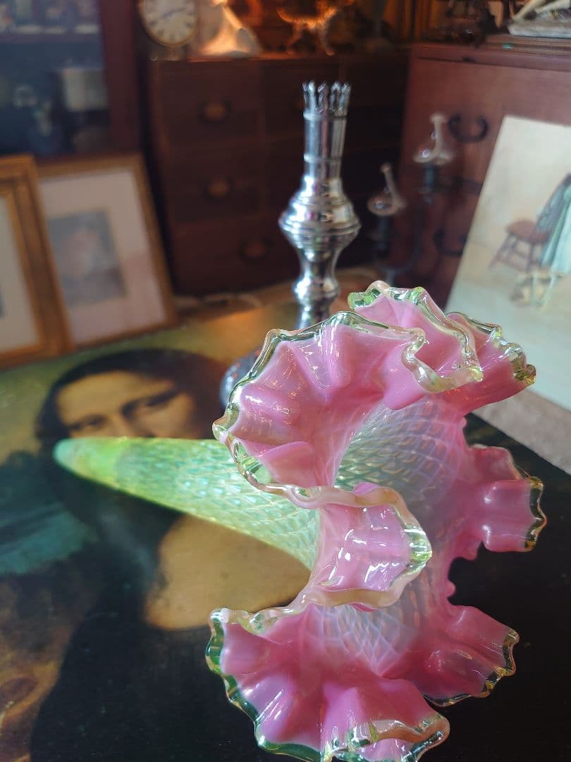 フランス1890s'ヴィクトリアン「イパーン 」クランベリー ヴァセリンSP花器