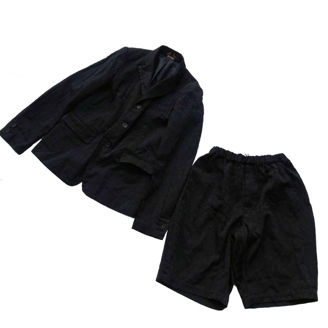 2020ブラックコムデギャルソン 模様柄セットアップシワ加工ポリエステルサルエル