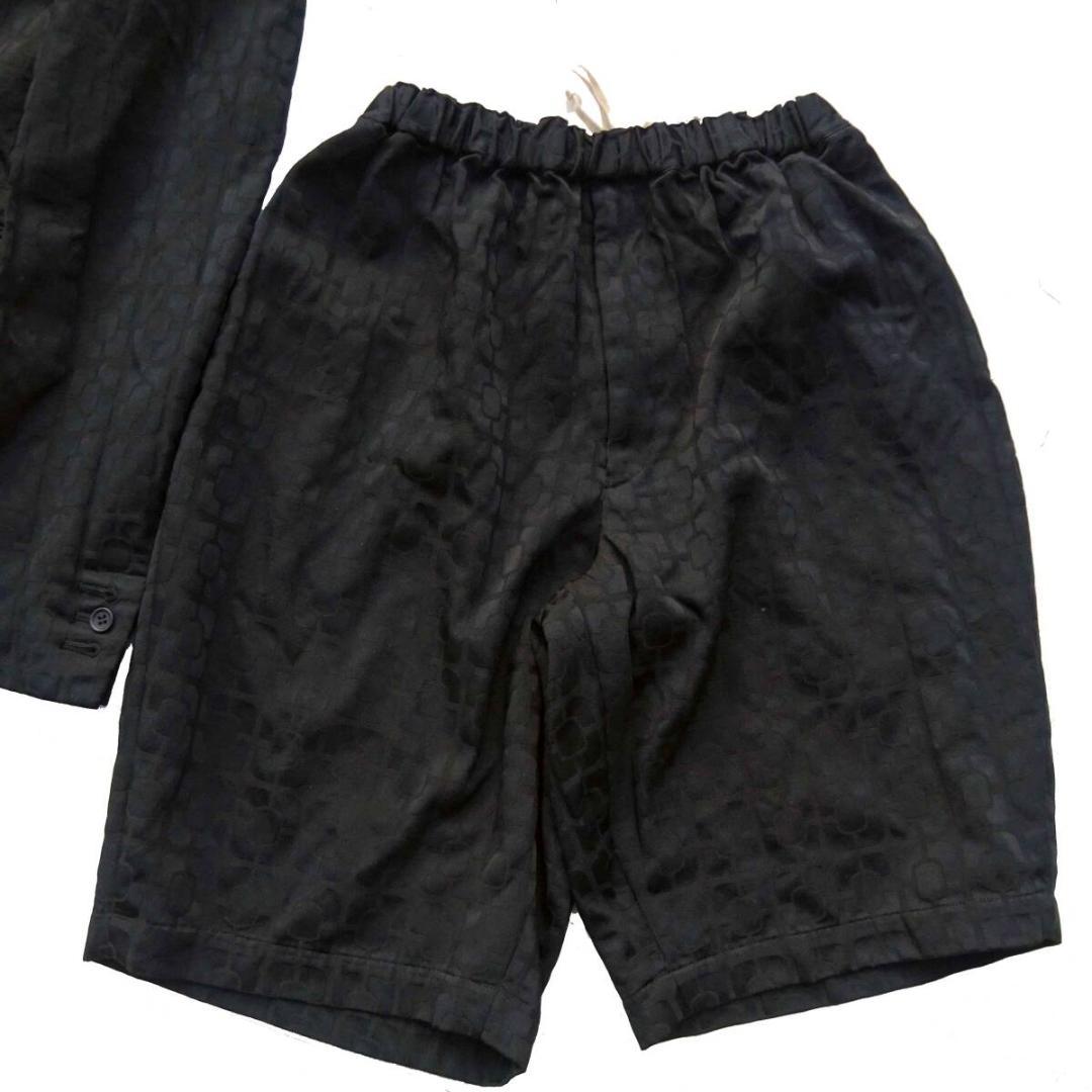 2020ブラックコムデギャルソン 模様柄セットアップシワ加工ポリエステルサルエル