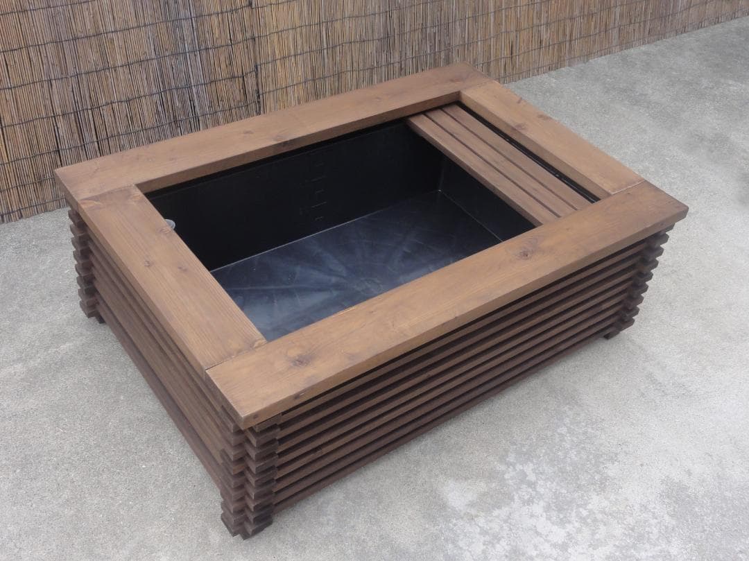 高さの有るビオトープ 60L トロ舟＆木枠セット（棚付き）