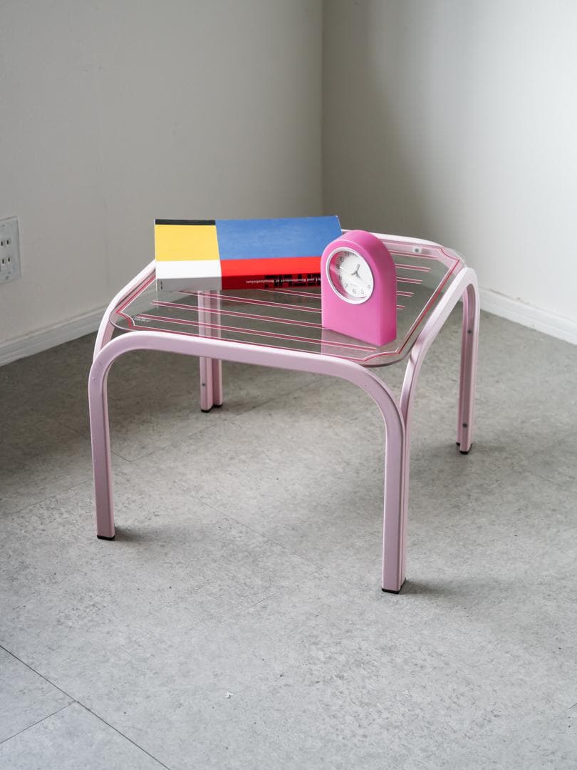 80-90's ポストモダン アイアン ガラステーブル レトロポップ