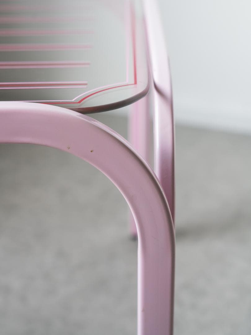 80-90's ポストモダン アイアン ガラステーブル レトロポップ