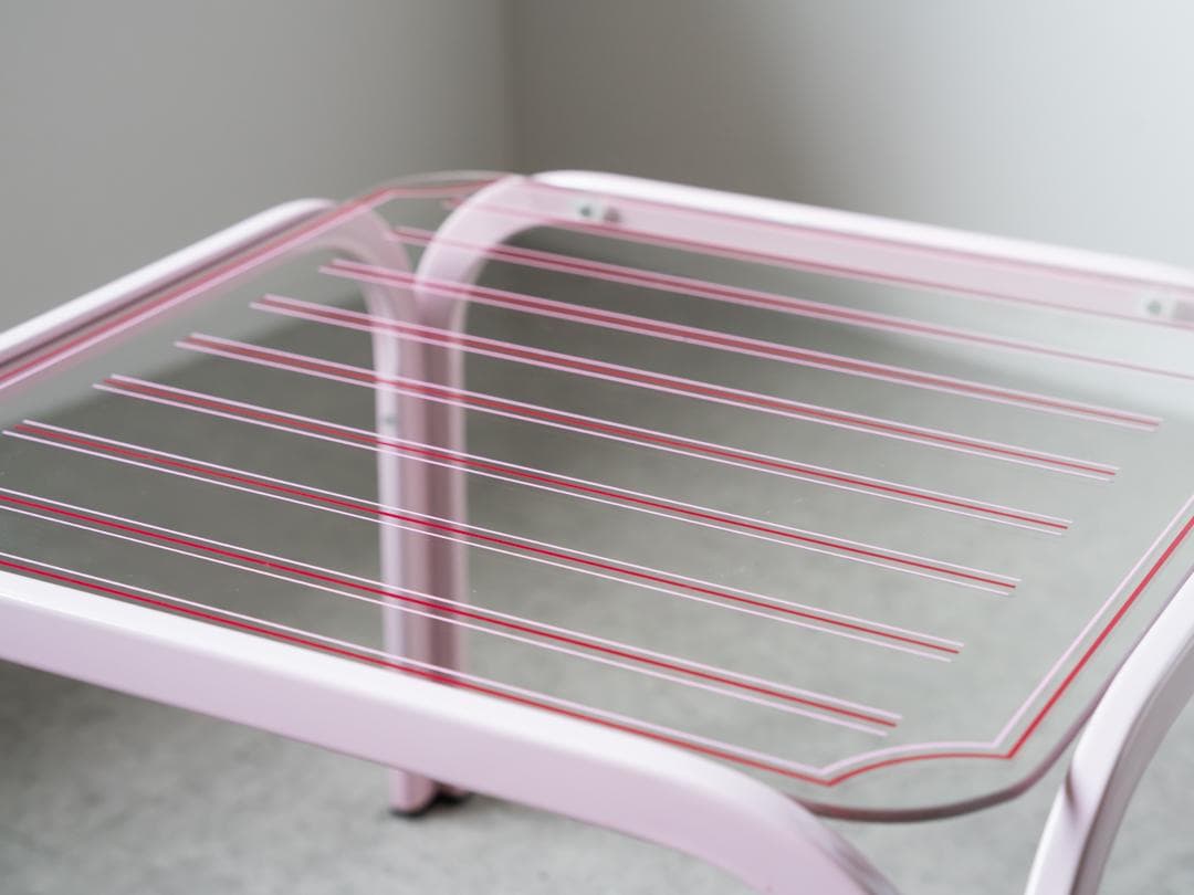 80-90's ポストモダン アイアン ガラステーブル レトロポップ