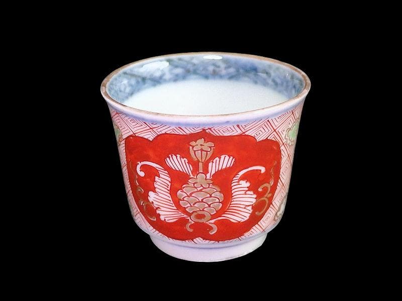 大聖寺伊万里　金襴手　金唐草に牡丹の図　小猪口　５客　N276AS-CZm