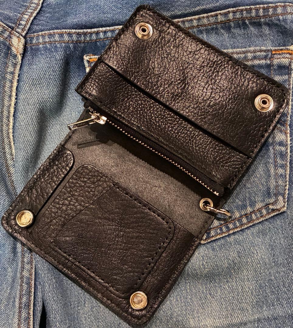 ショートトラッカーウォレット　シルバー925 フローラルクロスボールコンチョ