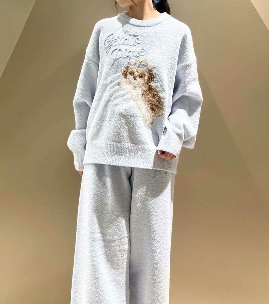 【新品】シーズージャガードプルオーバー&ベビモコロングパンツ 2点セット／ブルー