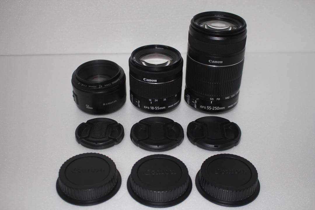極上品☆canon kiss x8i標準&望遠&単焦点トリプルレンズセット