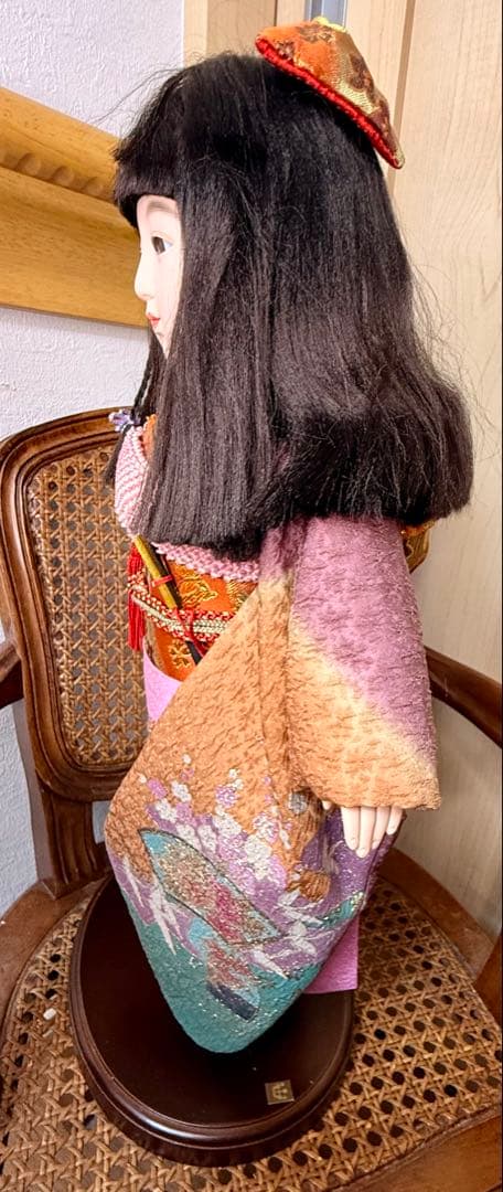 豪華 飾り市松 市松人形 50cm 特製 日本人形 着物 玉虫色