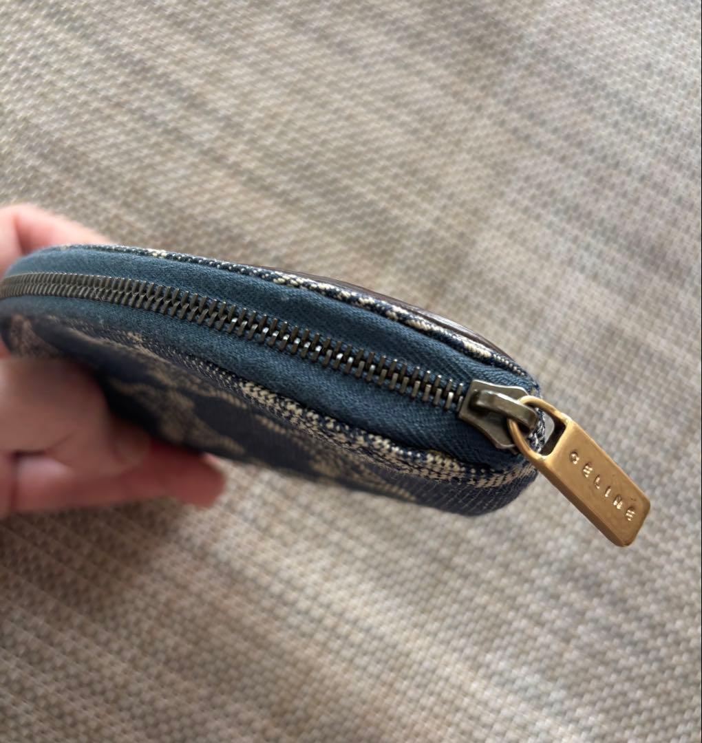 セリーヌCELINE デニム 本革ケース キーリング付き小銭入れ