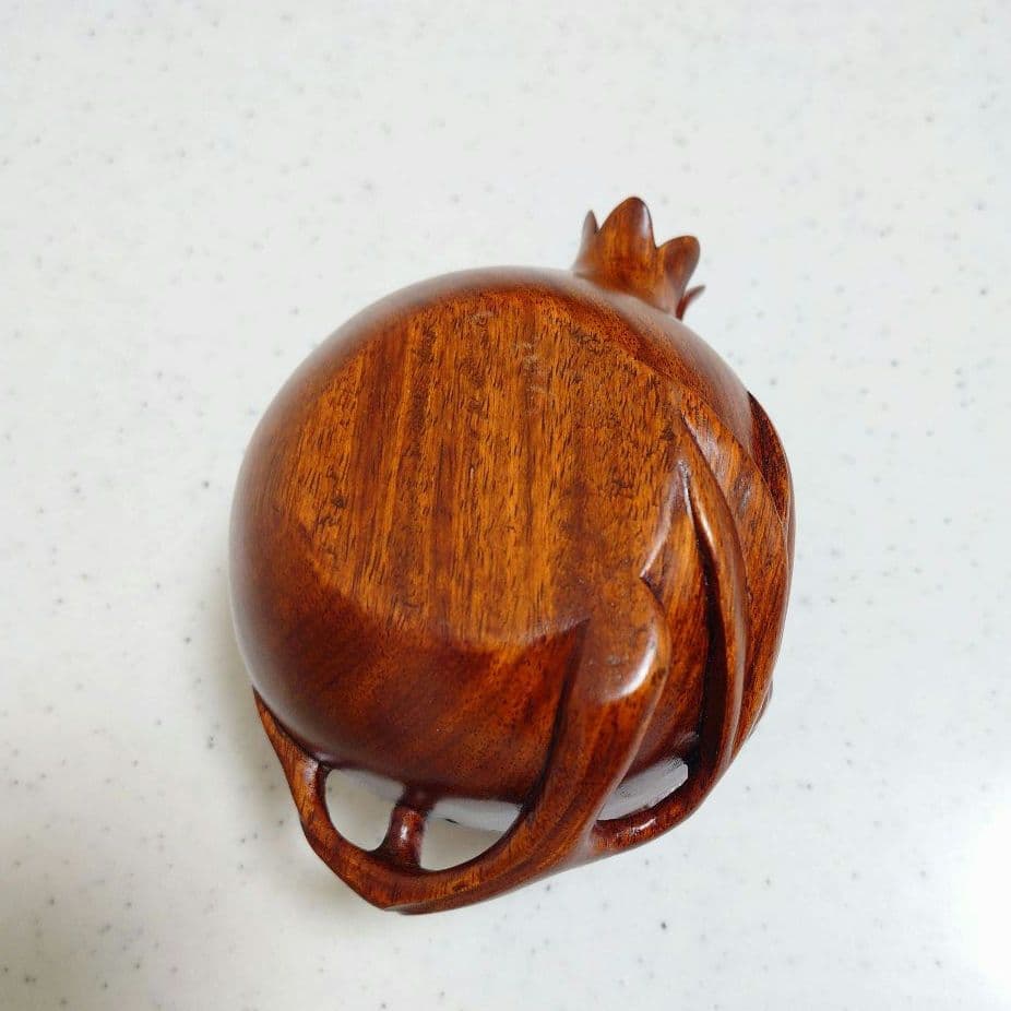 【未使用】 柘榴 瓜 唐木 合子 木彫工芸品 小物入れ 置物 香合