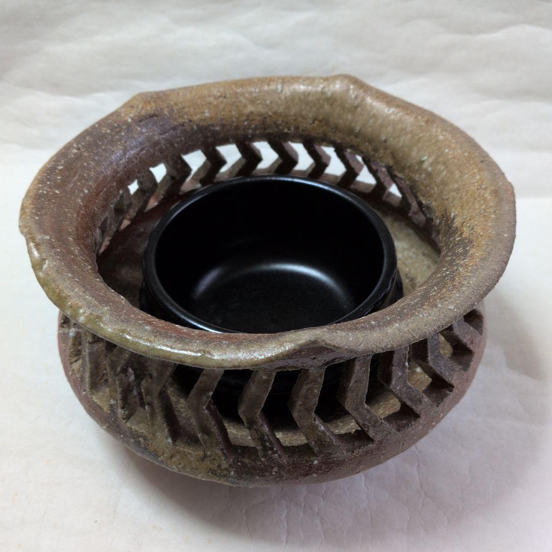 【信楽　透かし鉢】