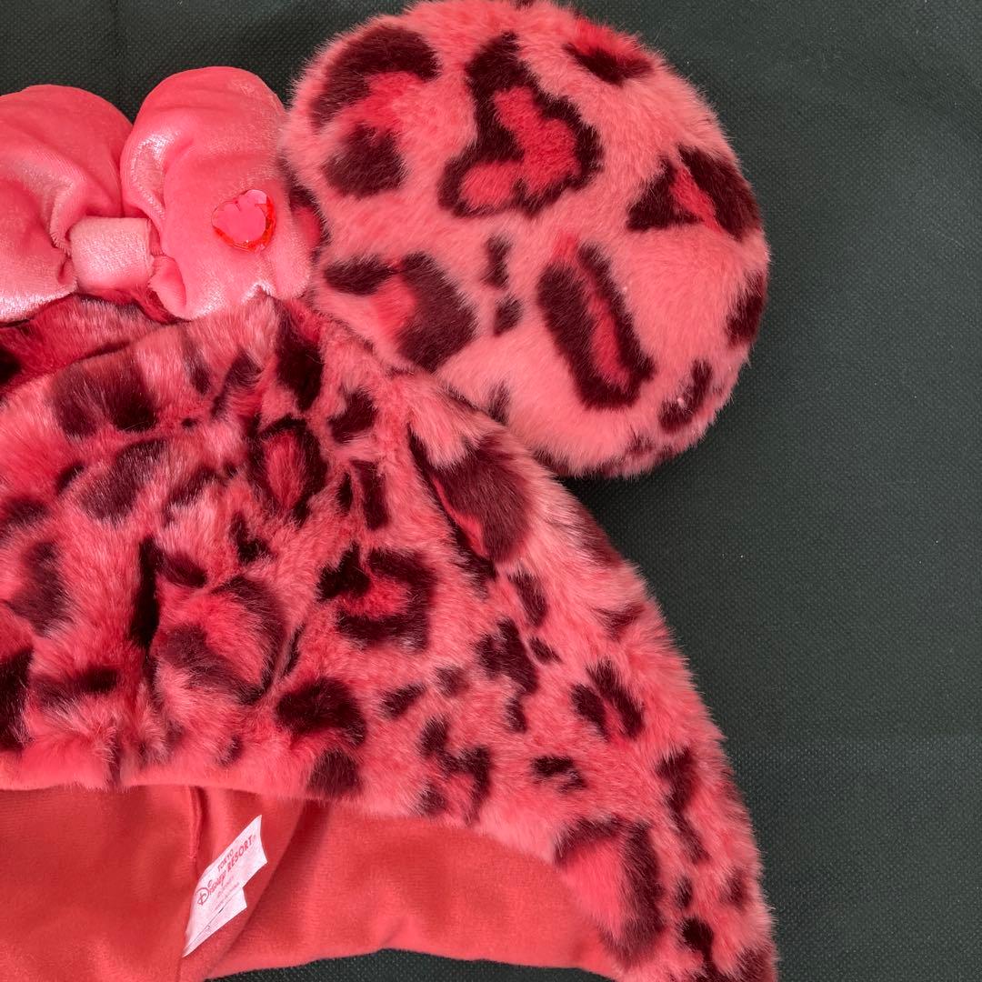 ディズニー　ミニー　ファンキャップ　ヒョウ柄　ハート型　ビジュー　ピンク　人気色