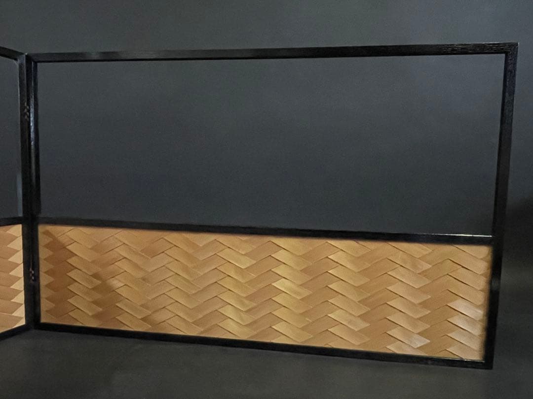 「祖」 雲鵬 網代 両面使い 風炉先屏風 上透かし 江戸間 茶道具 （120②）