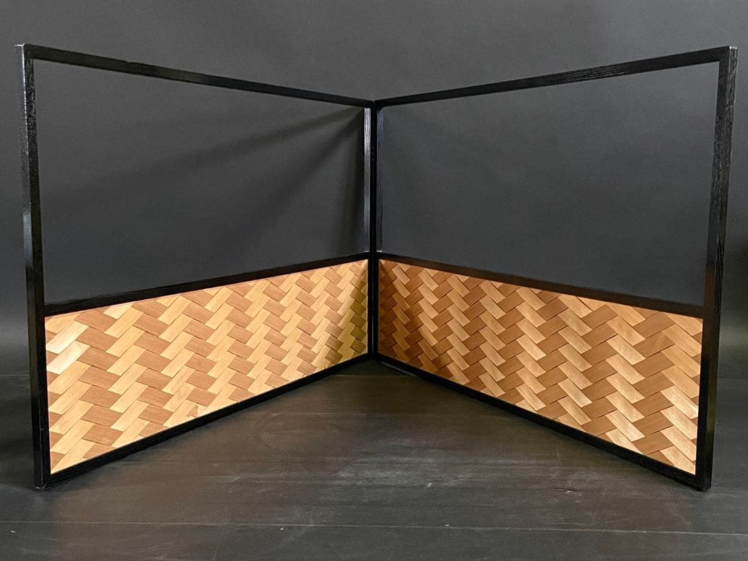 「祖」 雲鵬 網代 両面使い 風炉先屏風 上透かし 江戸間 茶道具 （120②）