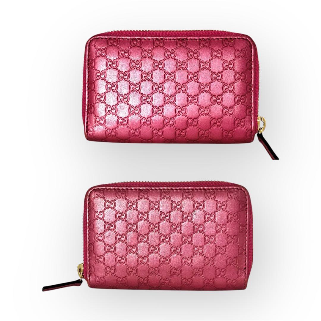 美品❤︎GUCCIグッチ マイクロシマ ケース /カードケース モーヴピンク