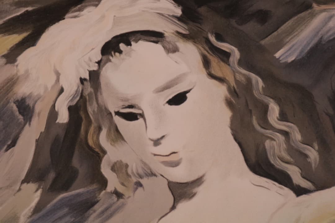 【絵画】マリー・ローランサン作　リトグラフ『犬を抱く女』