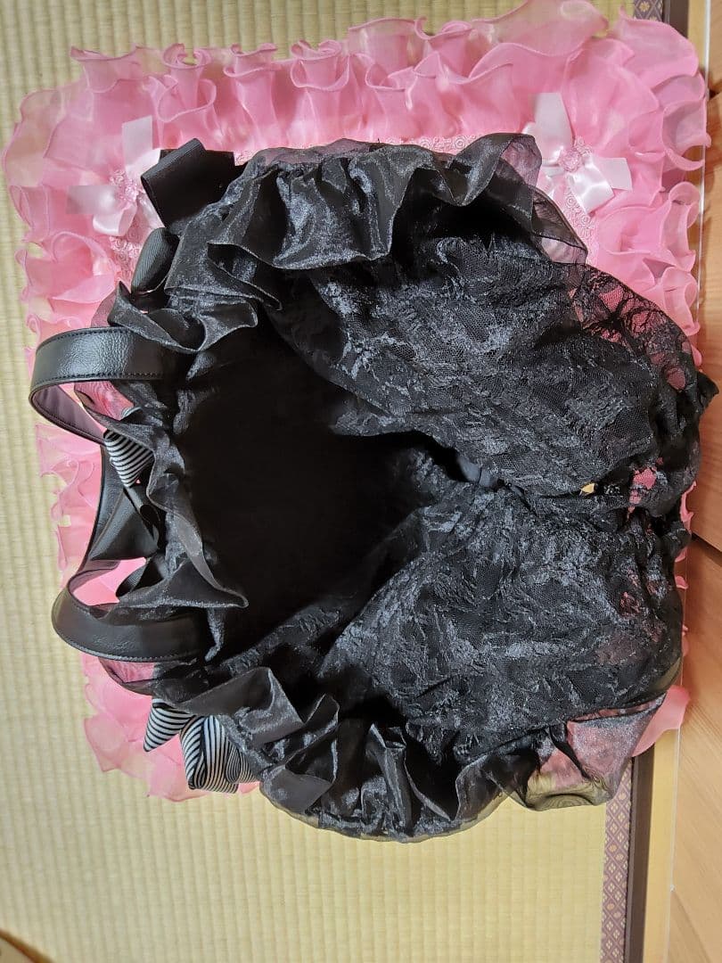 エフタカコ リボン付き黒キャリーバッグ 大