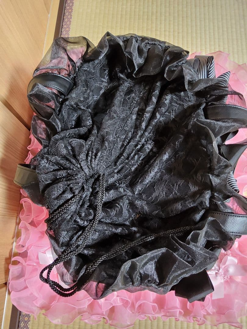 エフタカコ リボン付き黒キャリーバッグ 大