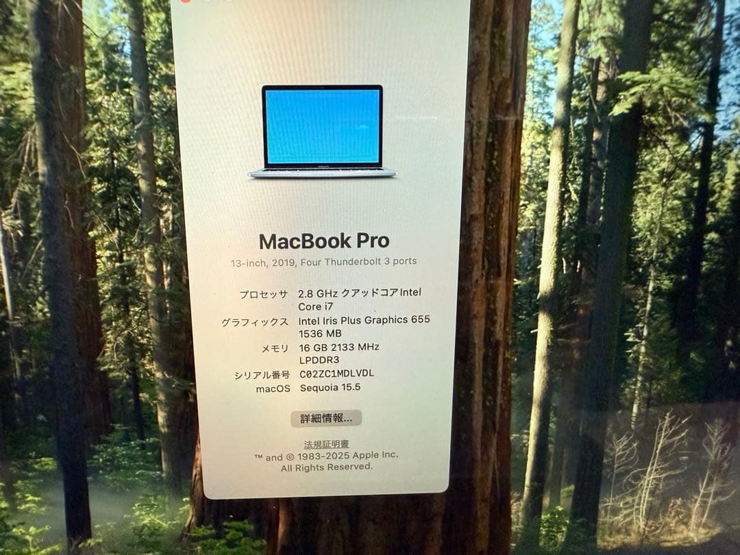 MacBook Pro 2019 13インチ core i7