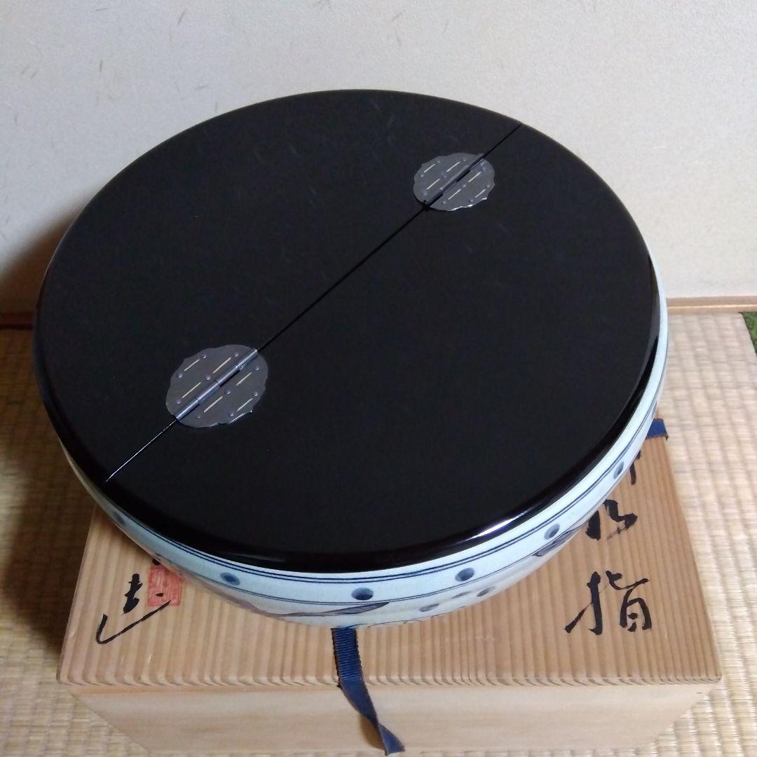【値下げ】 平水指 安南とんぼ 久己 共箱入 塗蓋 茶道具 茶器 陶器 古美術