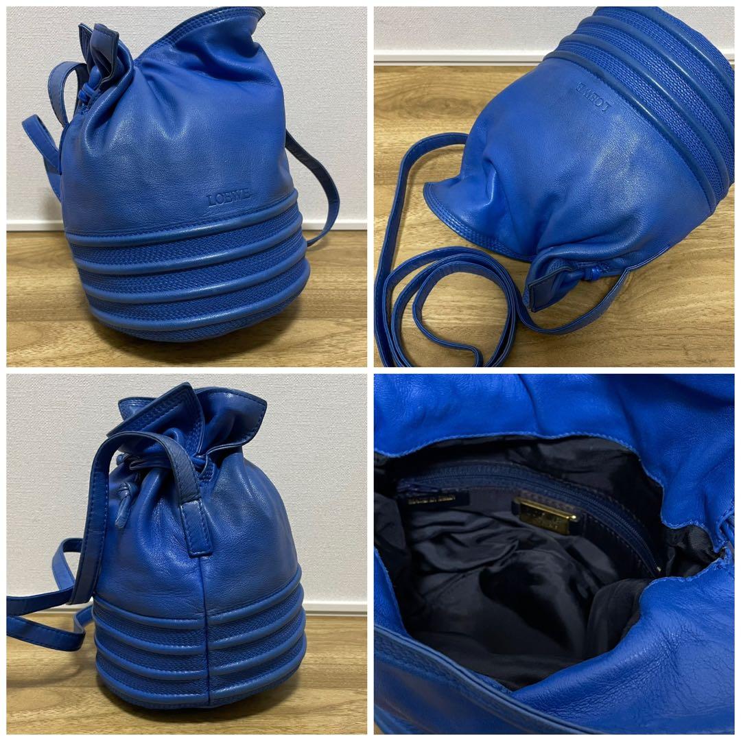 《美品》LOEWE（ロエベ）ナッパレザー ショルダーバッグ ブルー系