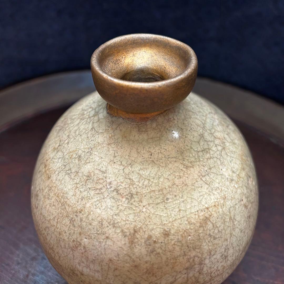 李朝初期　刷毛目丸徳利　本物保証