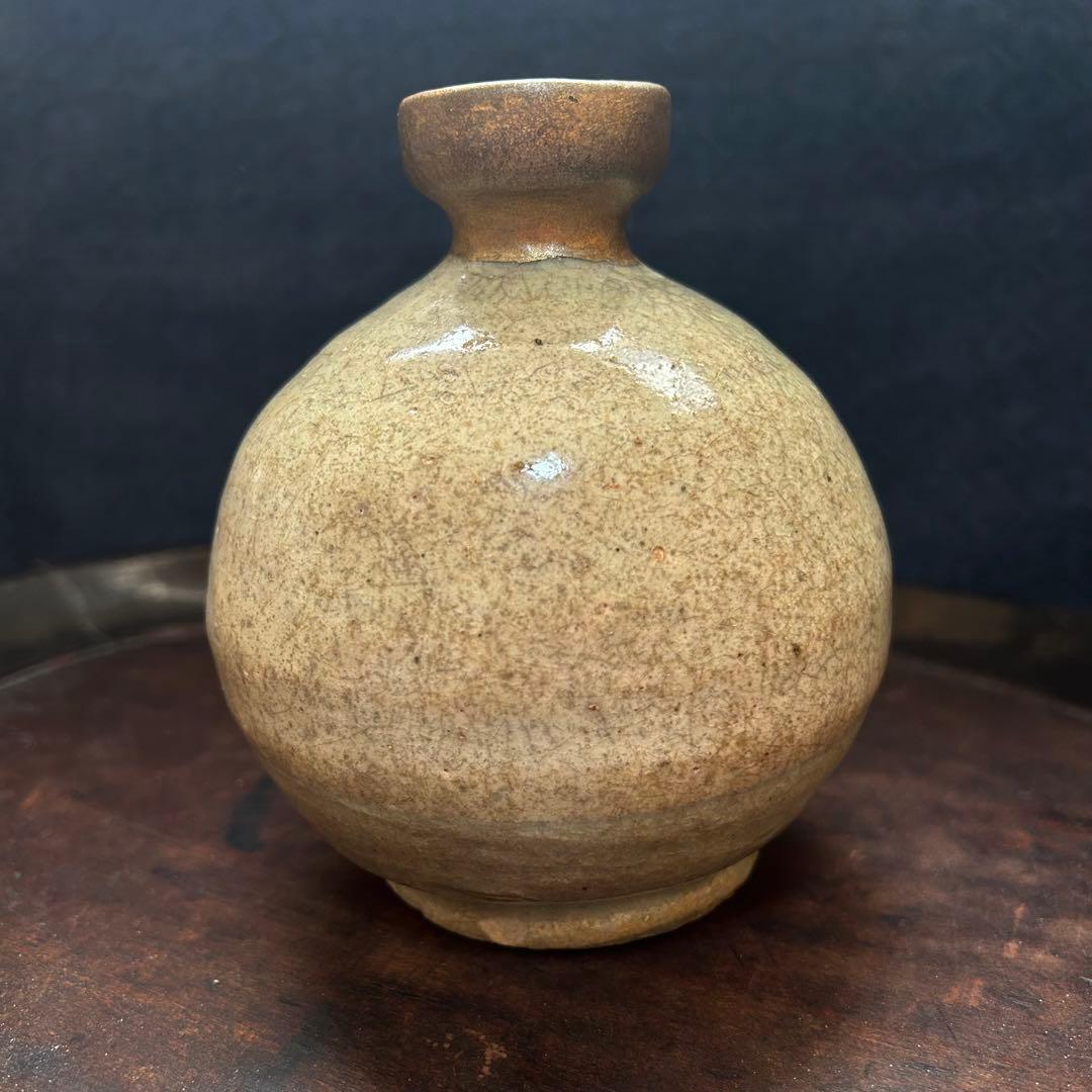 李朝初期　刷毛目丸徳利　本物保証