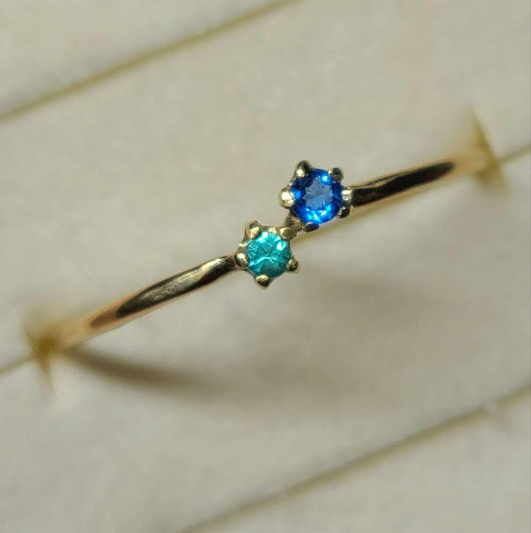 ネオン青バチバチのリングです★バターリャパライバトルマリン&アウイナイト18金★