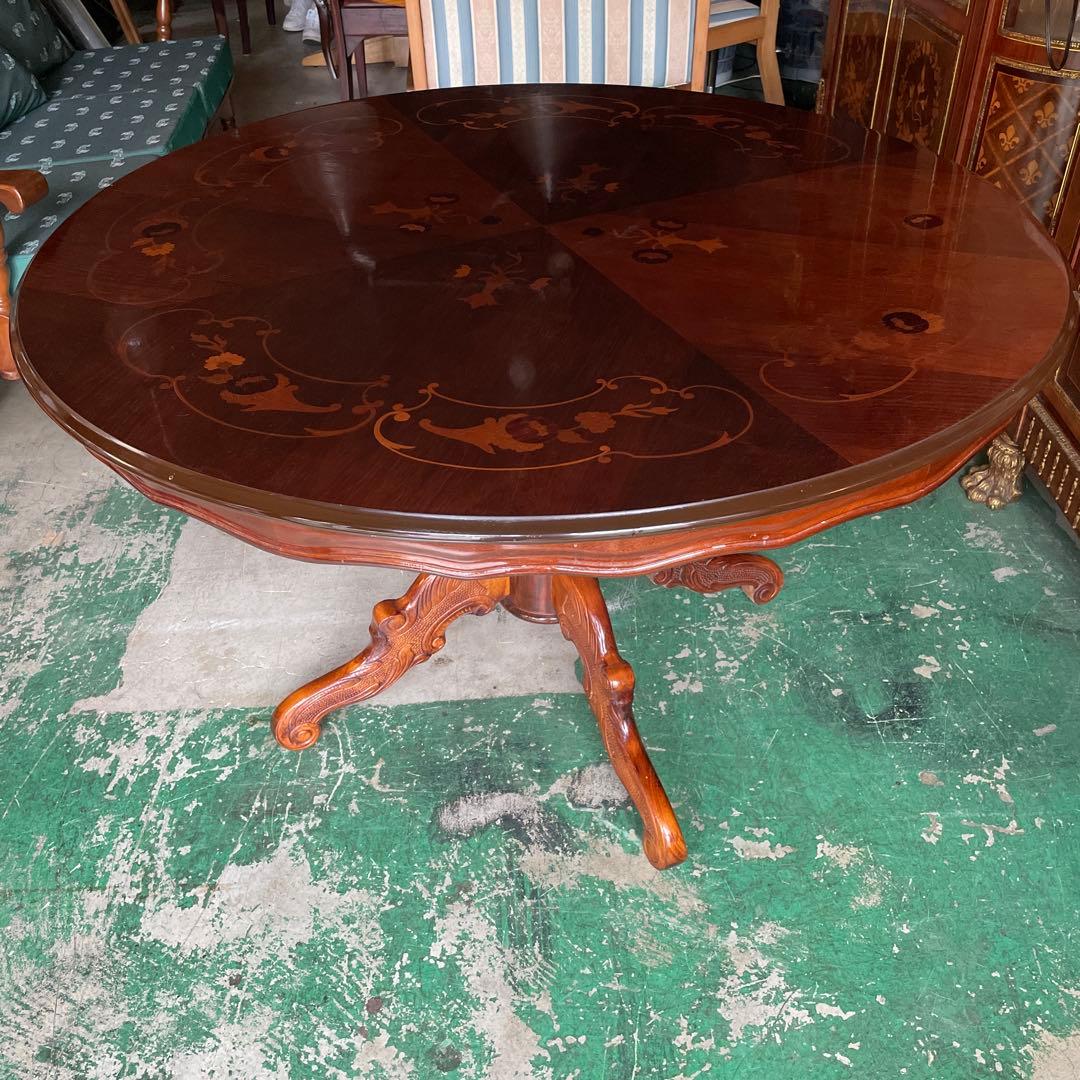 最終お値下げ‼︎ イタリア製・象嵌模様・ 丸テーブル