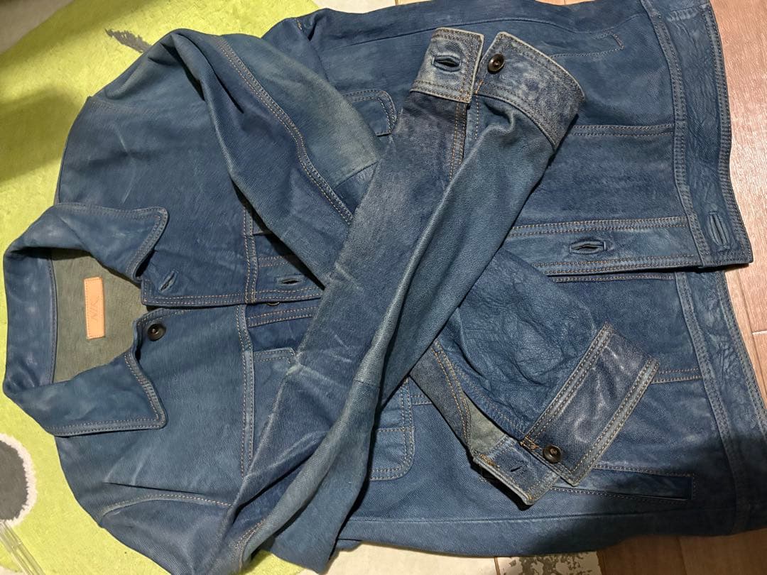 Gジャン　馬革　ホースハイド　ブルー　青レザージャケット　ライダース