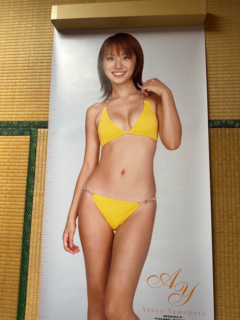 山本梓 等身大ポスター ヤングサンデー応募者全員サービス 黄色水着で挑発
