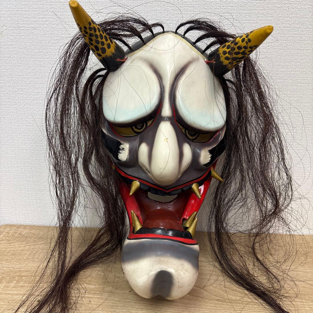 鬼のお面　厄除け　壁掛け　神楽面 魔除け　アンティーク