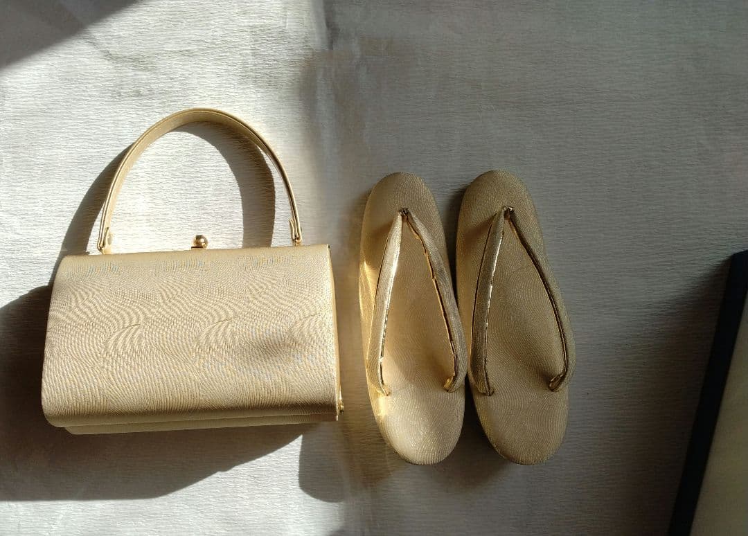 美品　日本製　佐賀錦　フォーマル 　和装用バッグと草履セット　Мサイズ