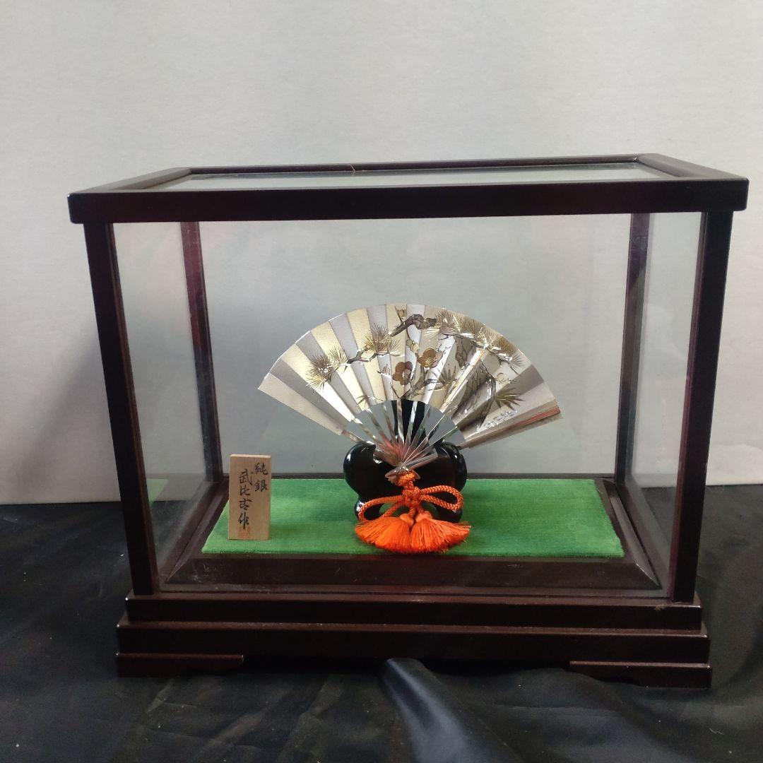 武比古作の純銀製の扇子の置物（ケース付）昭和レトロ