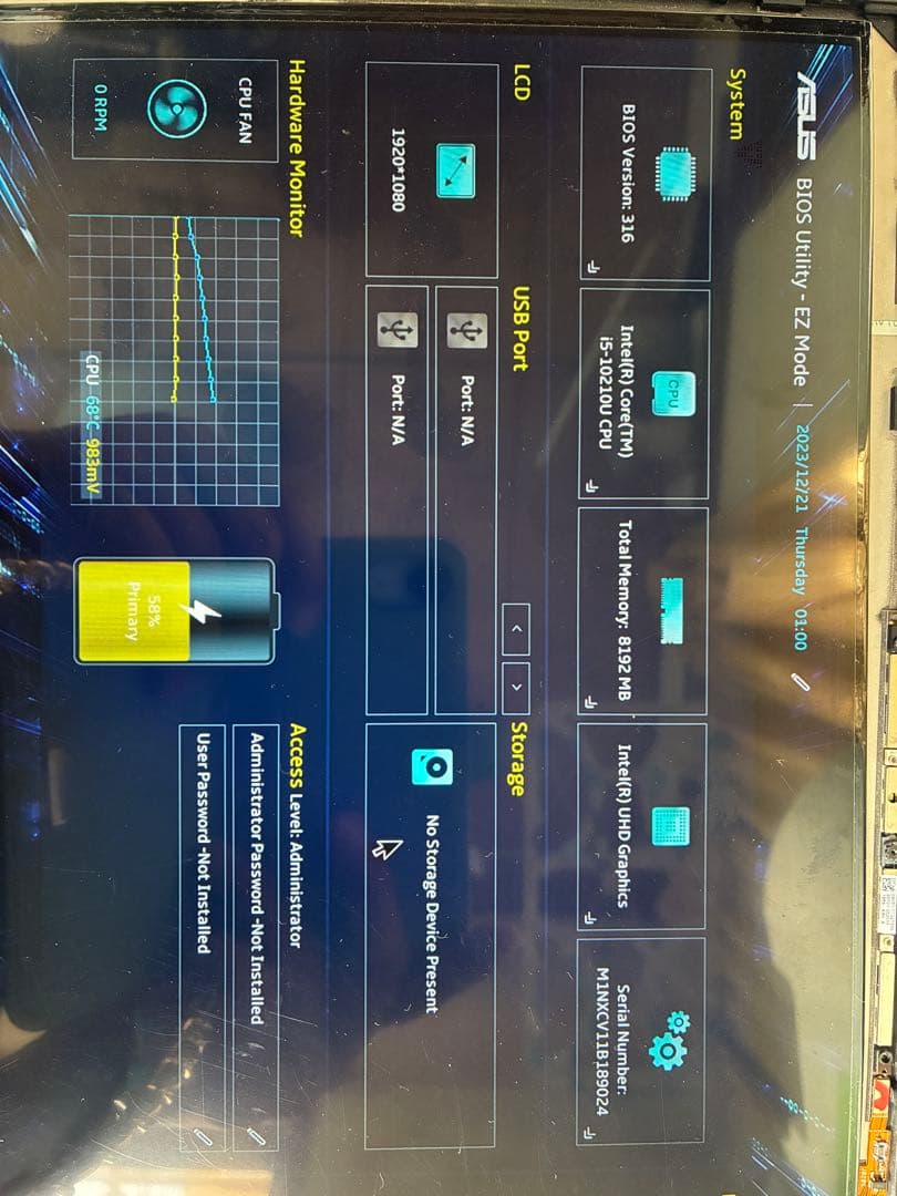 asus expertbook B9450 ジャンク　液晶割れ　ヒンジ破損