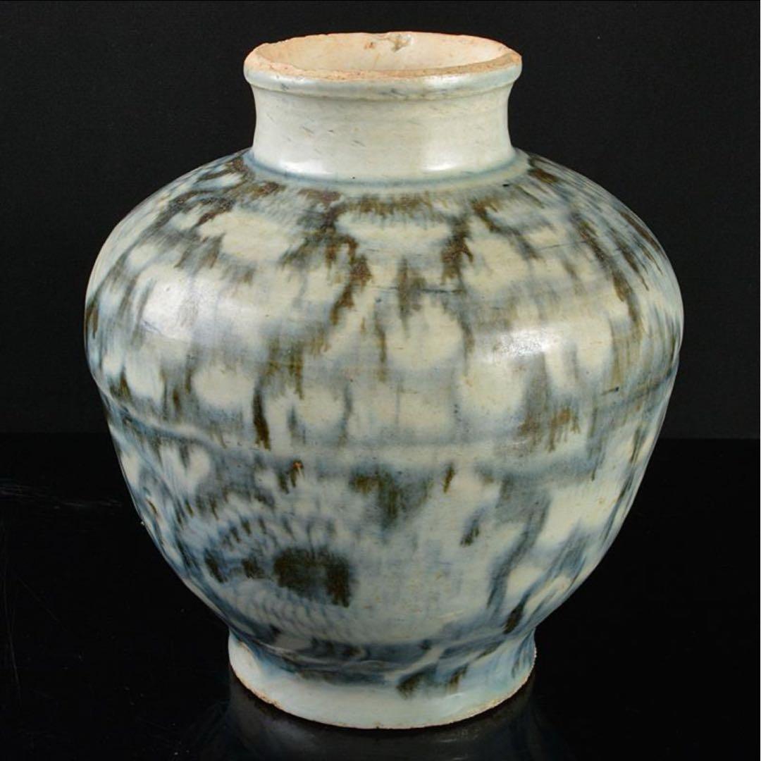 中国 安南 染付 花文瓶 ( 壺 / 骨董 / 安南焼 / 花瓶 / 陶器 )