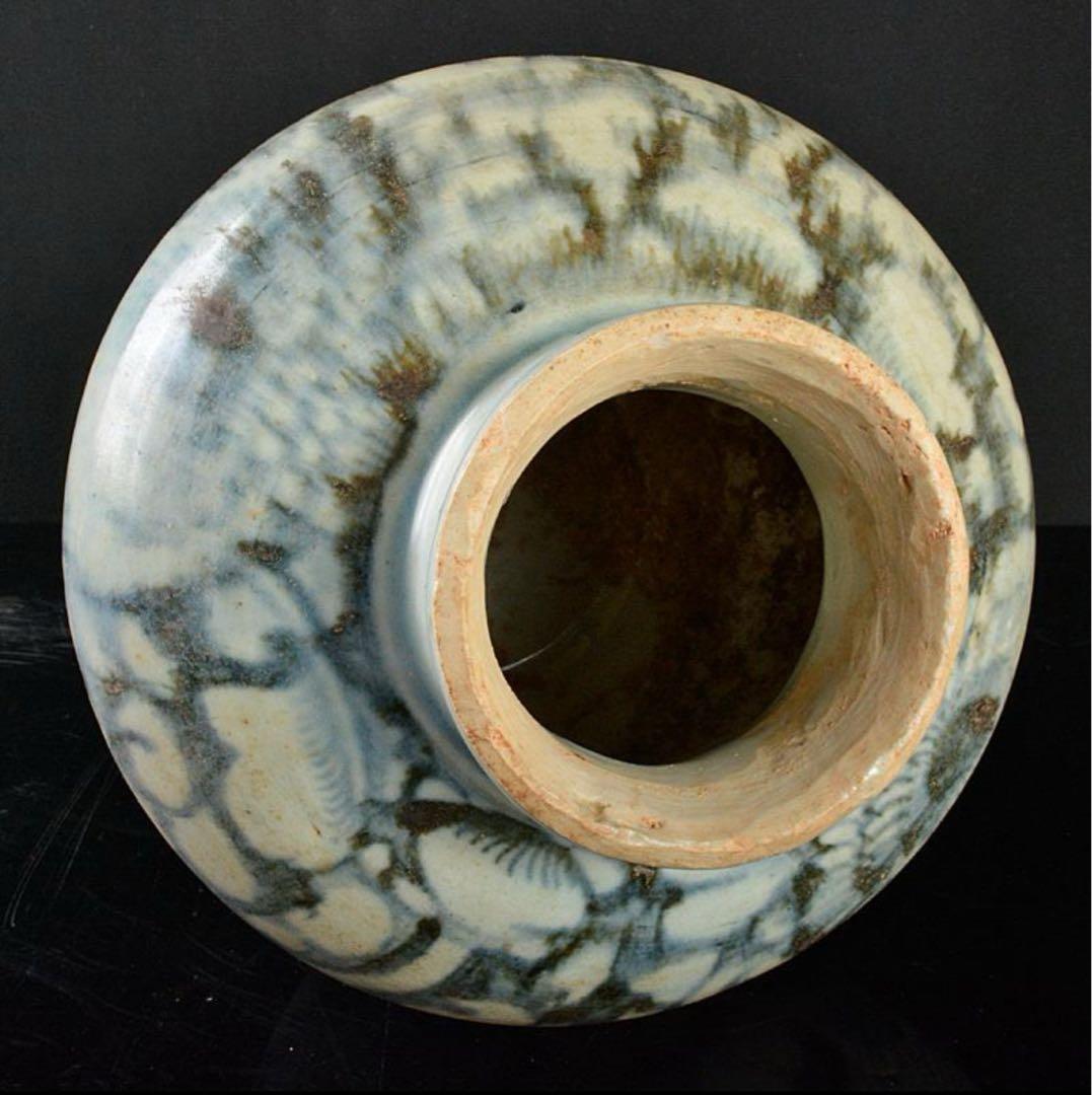 中国 安南 染付 花文瓶 ( 壺 / 骨董 / 安南焼 / 花瓶 / 陶器 )