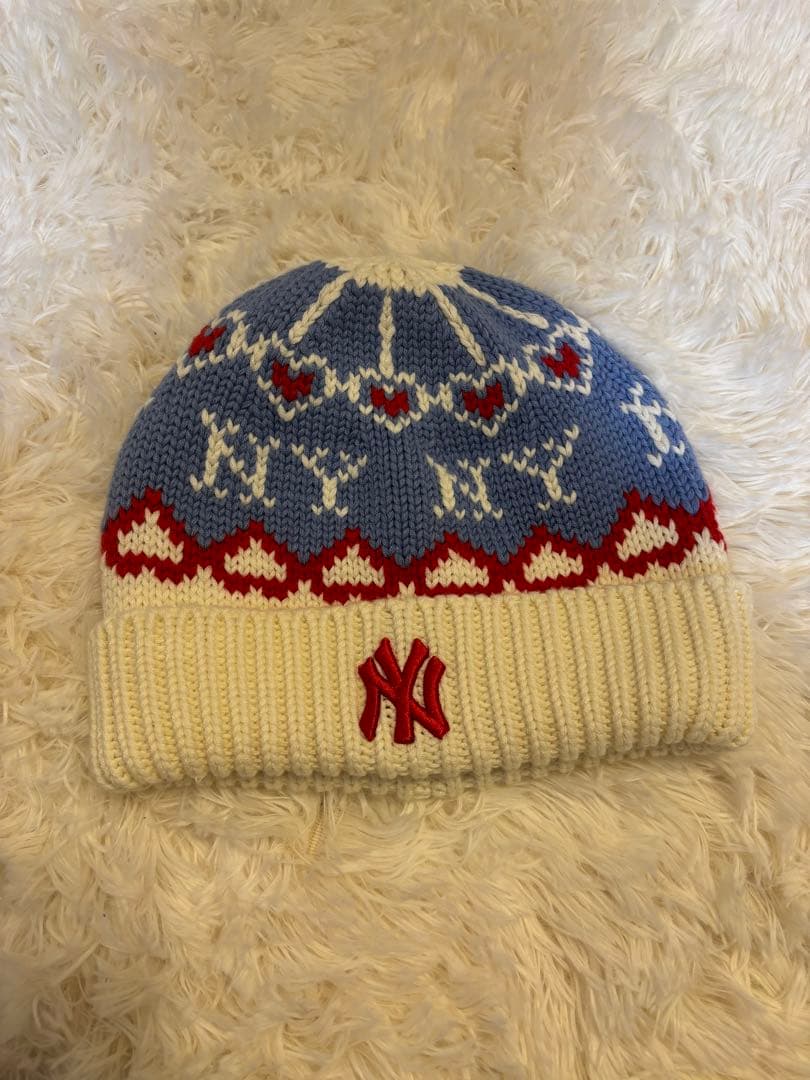 MLB Koreaニットビーニー 青赤