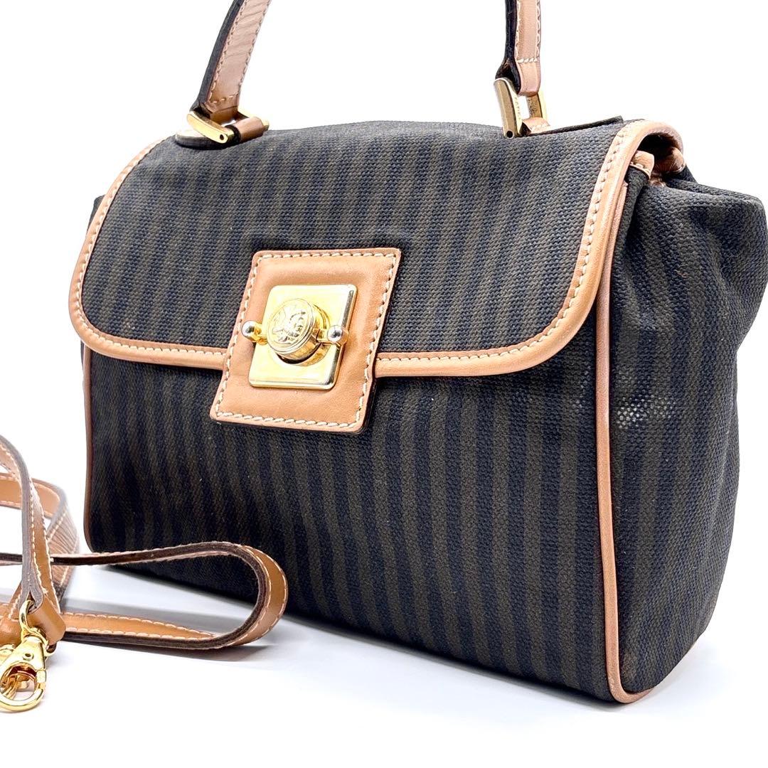 美品　フェンディ　ペカン柄　ハンドバッグ 2way ショルダー　ゴールド金具