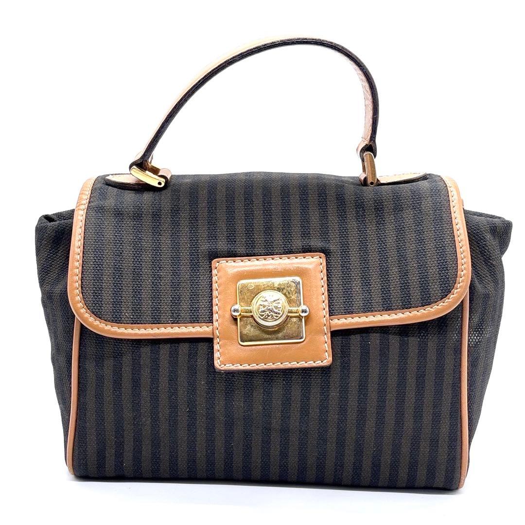 美品　フェンディ　ペカン柄　ハンドバッグ 2way ショルダー　ゴールド金具