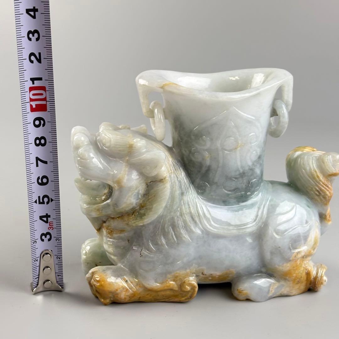 中国美術 翡翠 玉石 彫刻 獅子