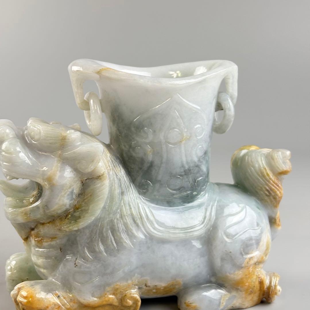 中国美術 翡翠 玉石 彫刻 獅子