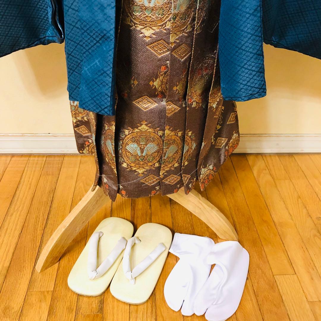 七五三五歳フルセット‼️Blue暈し⭐︎鷹凛々しい⭐︎金蘭袴煌びやか極めてる⭐︎逸品