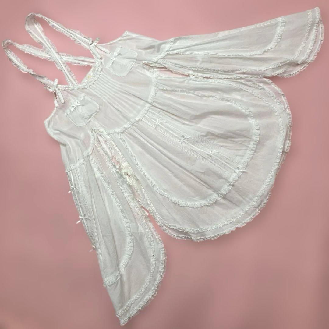 【美品】ピンクハウス 白 ピコフリル ピンタック 三股タブリエ/2022年