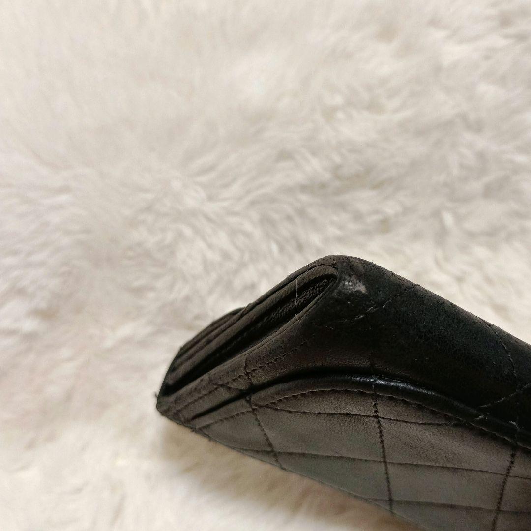 シャネル　ラムスキン　折り財布　カードケース　ケース　シルバー