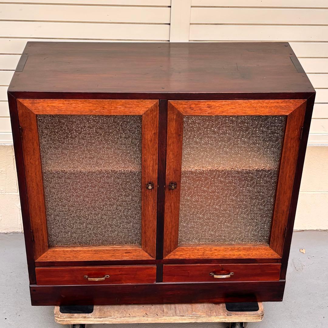 昭和レトロ■収納箪笥　ゆらゆらガラス